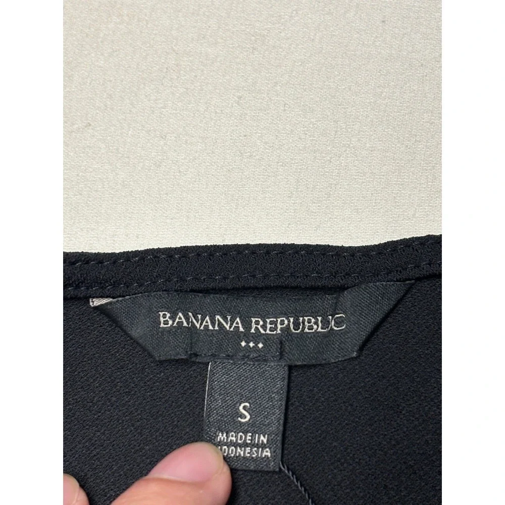 NWT Banana Republic Black Crepe Square Neck Puff Sleeve Top Womens S 439899-02-1